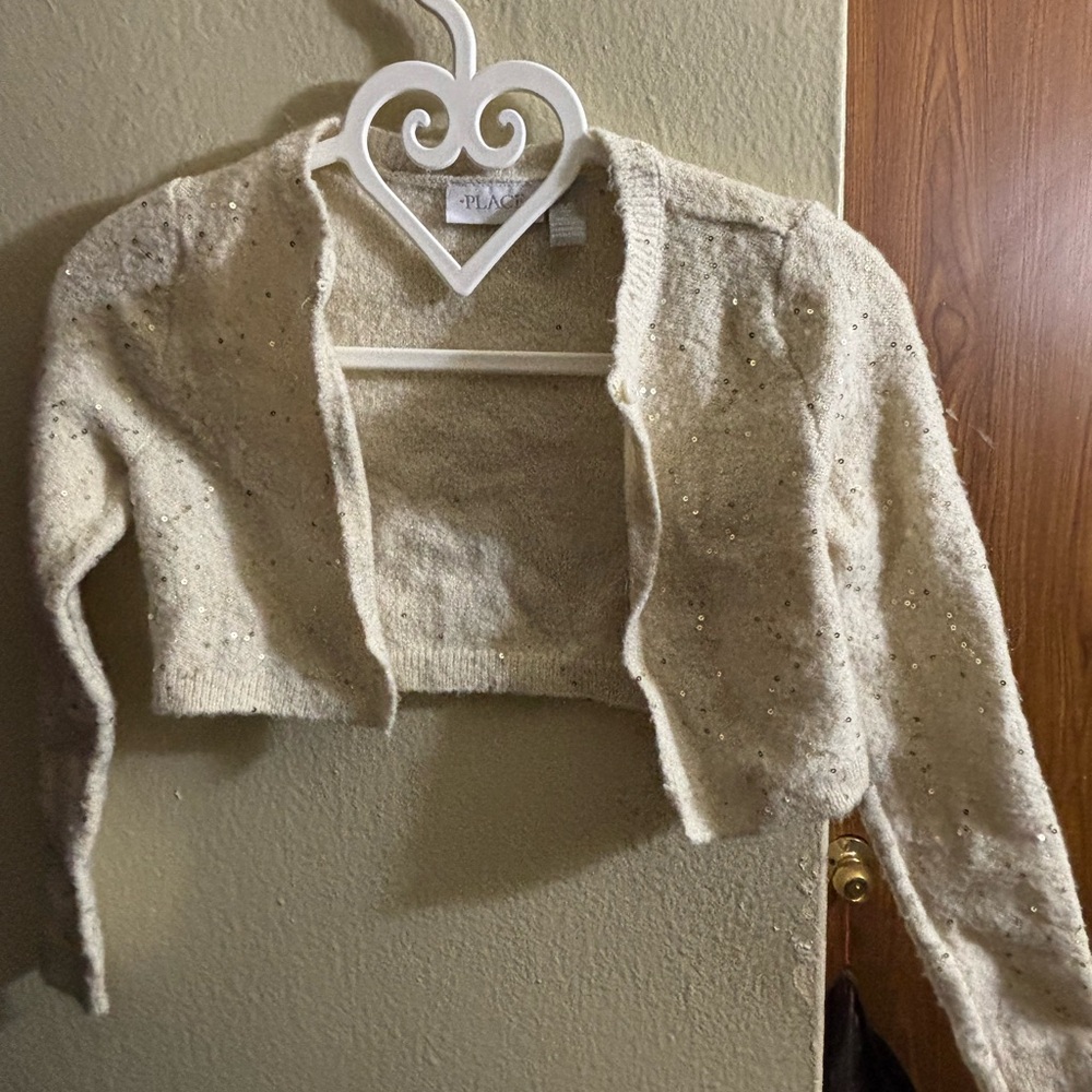 Plato's Cream Sequin Cardigan
